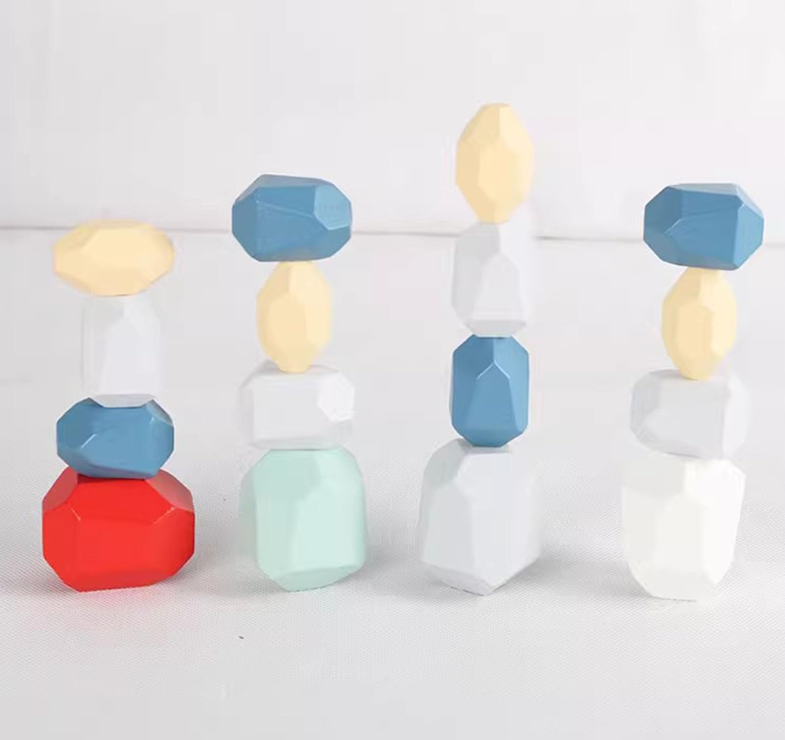 Montessori - Juego de 16 bloques de construcción de madera de colores para la práctica de la motricidad fina