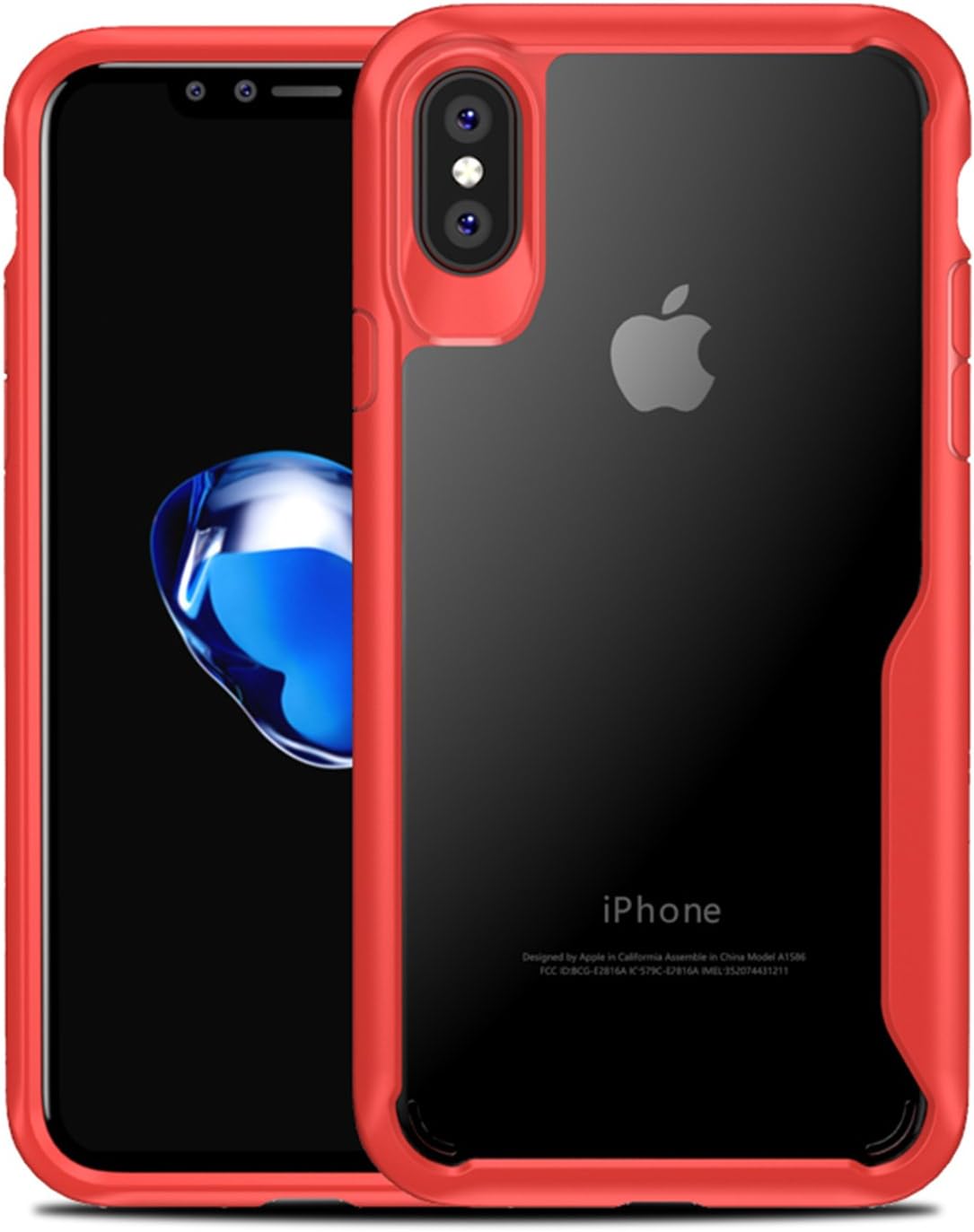 iPhone X Case, Unicorn Beetle Style Premium Hybrid Protective Clear Case for Apple iPhone X 2017 Release (Red)