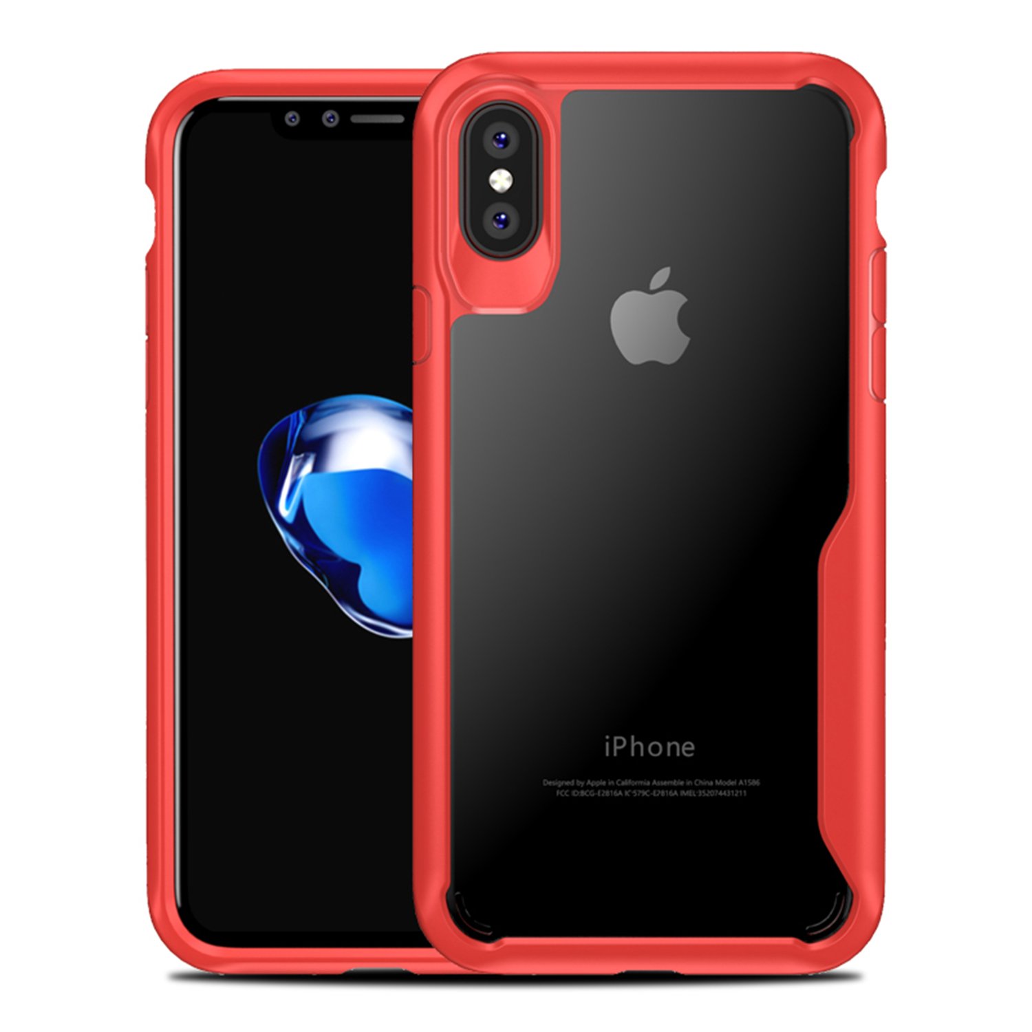 iPhone X Case, Unicorn Beetle Style Premium Hybrid Protective Clear Case for Apple iPhone X 2017 Release (Red)