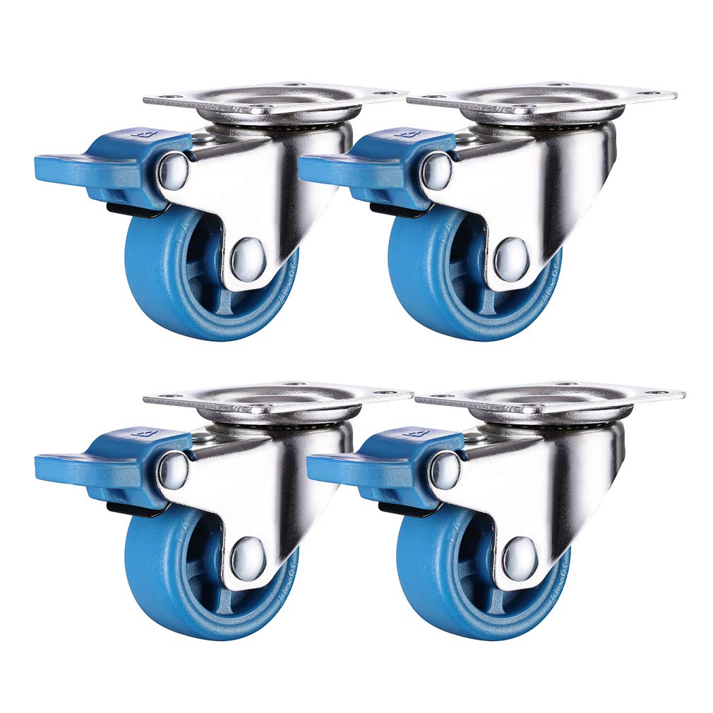 Roulettes pivotantes charge 200 kg, lot de 4 en nylon avec frein robuste
