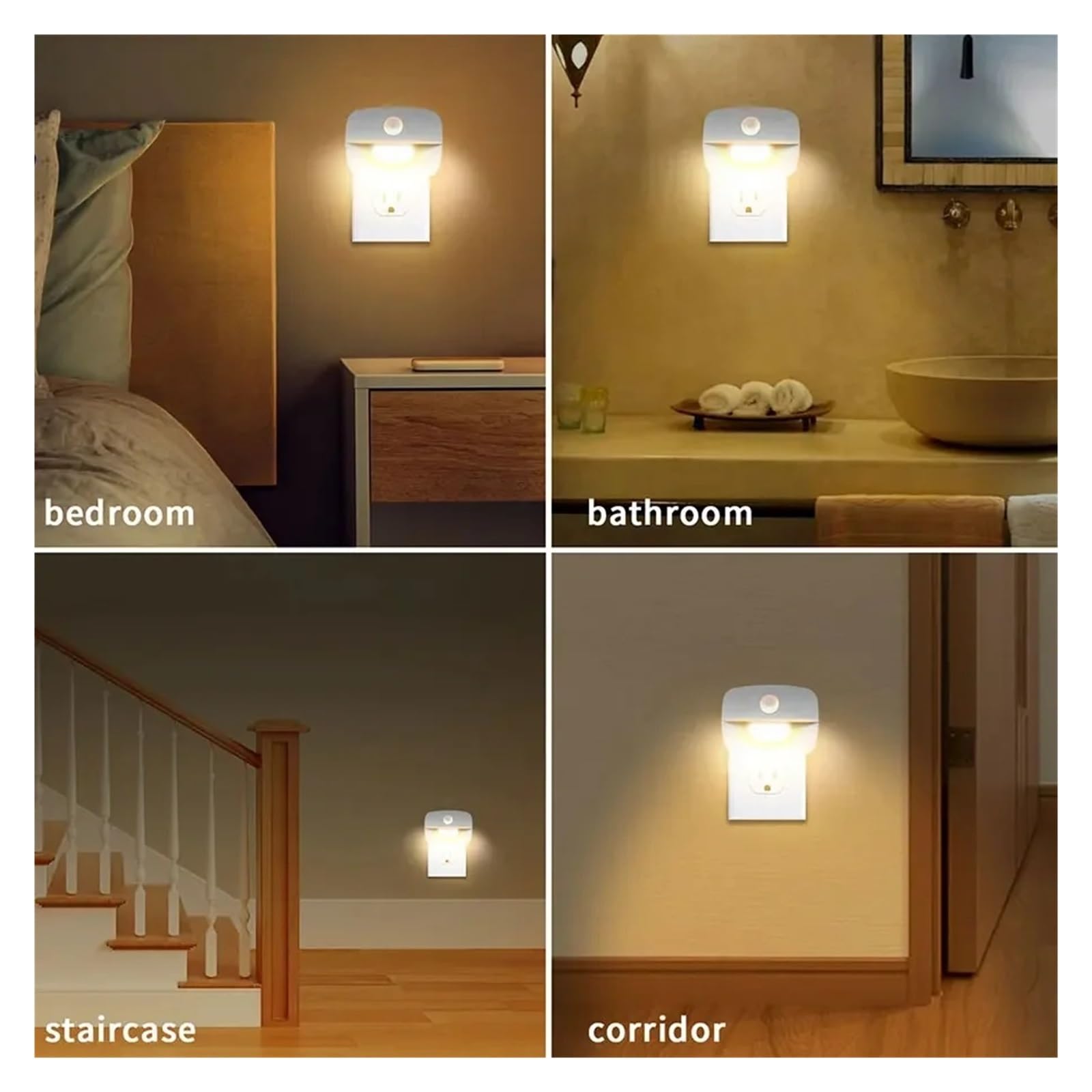 LED-Wandleuchte Mit PIR-Bewegungsmelder, Steckdose, Bewegungsmelder-Nachtlicht For Flur, Treppenhaus, Schlafzimmer Einfache Installation(3 Pieces)