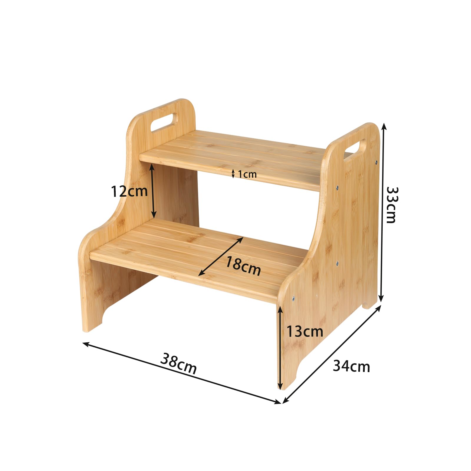 Sgabello per bambini, antiscivolo e robusto, adatto per bagno, cucina e camera da letto, 38,2 x 34 x 33,2 cm
