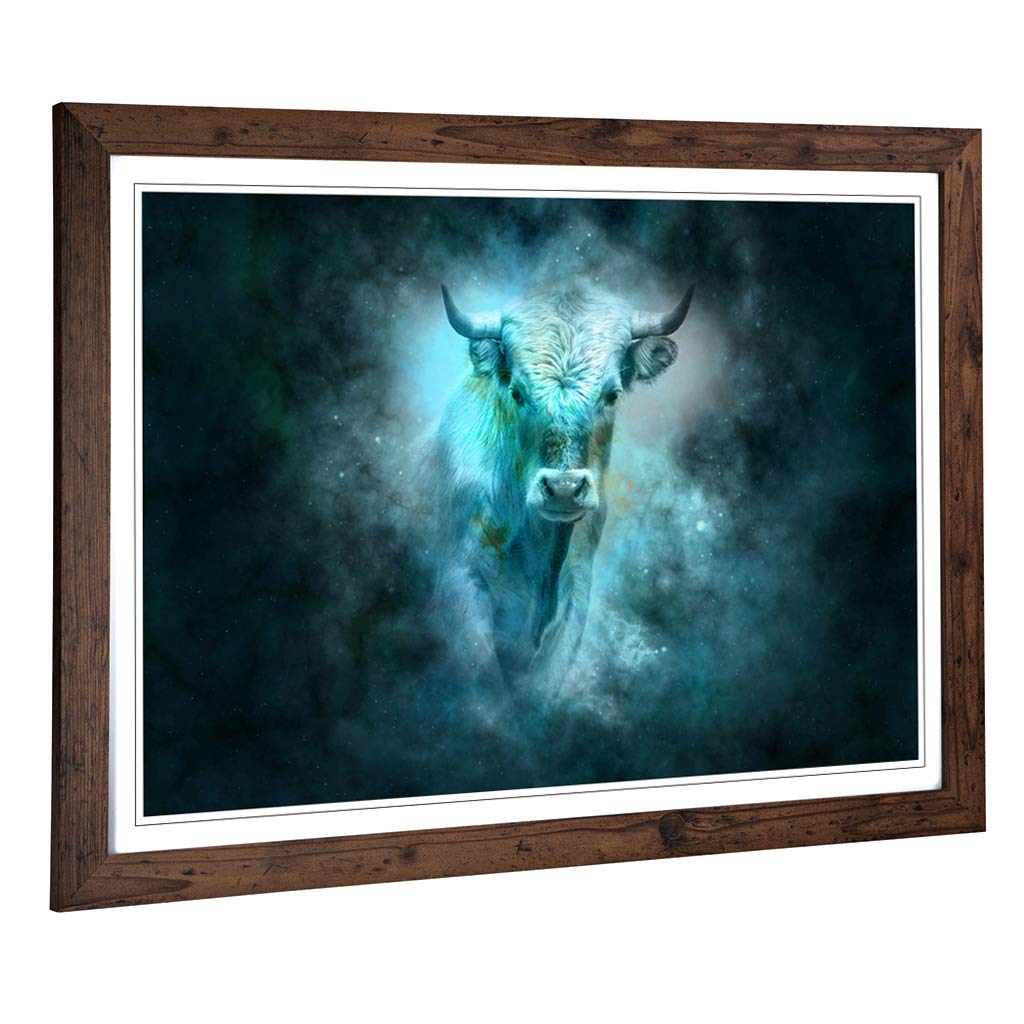 Big Box Art Framed Print of Cow (2) Design | Wall Art Picture | Home Decor for Kitchen, Living, Dining Room, Lounge, Bedroom, Hallway, Office, Walnut, A2 / 24.5x18 Inch / 62x45cm