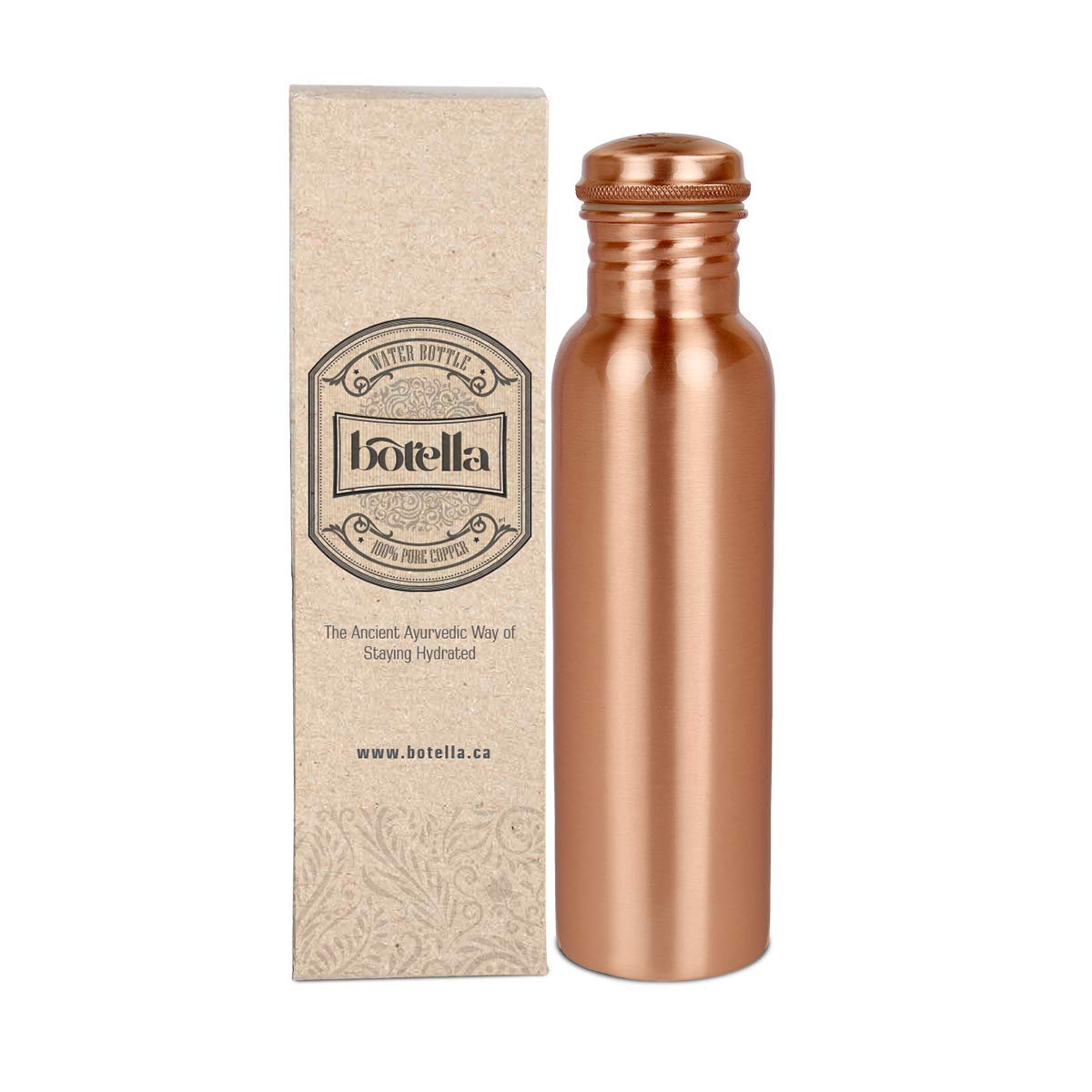 Botella 1000ml Copper Water Bottle - Handcrafted Ayurvedic Pure Copper Bottle With Leak Proof Lid - 34 Oz For Immune Health