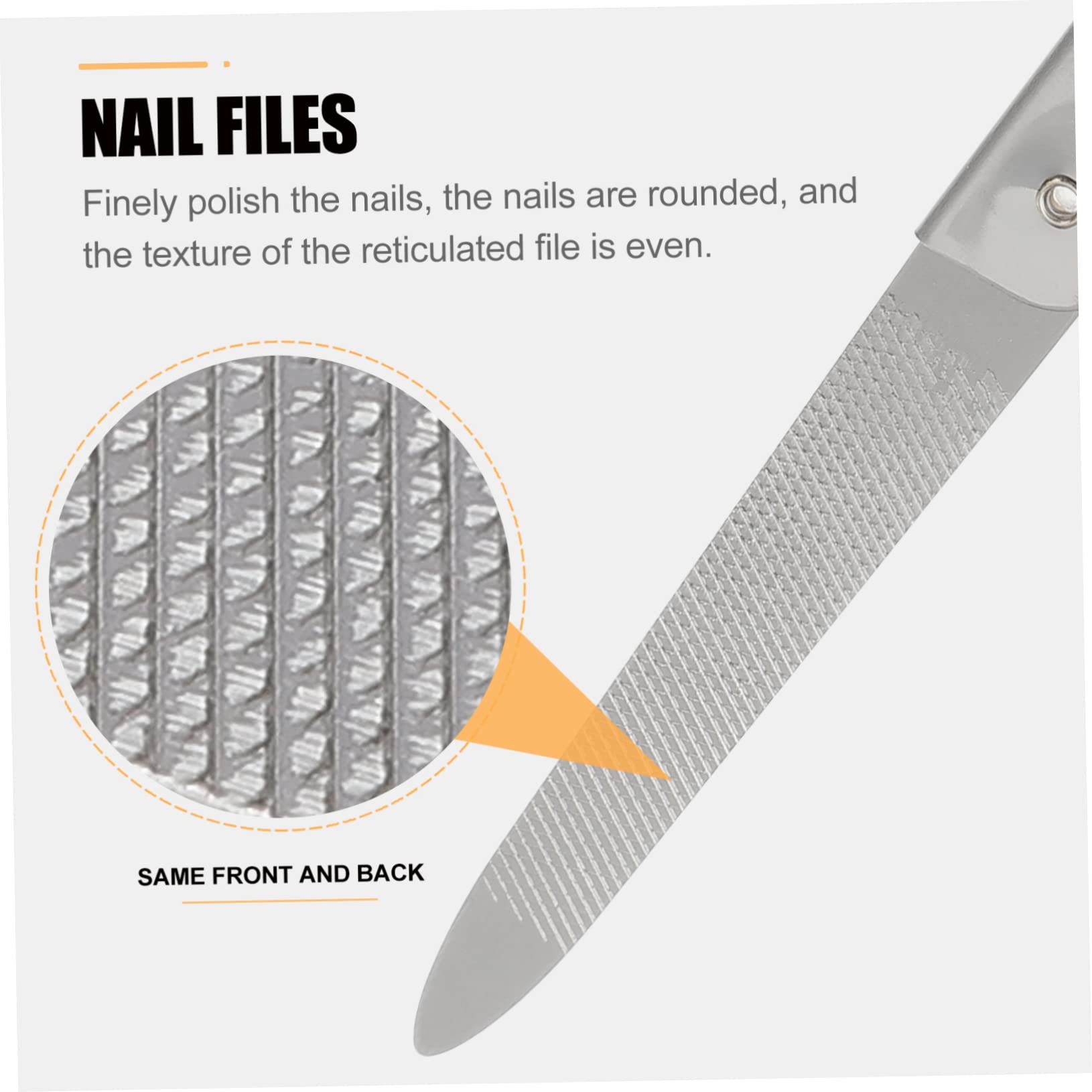 VICASKY 6PCS Stainless Steel Foldable Nail Files for Professional Nail Care for Manicure and for Travel and Daily Grooming