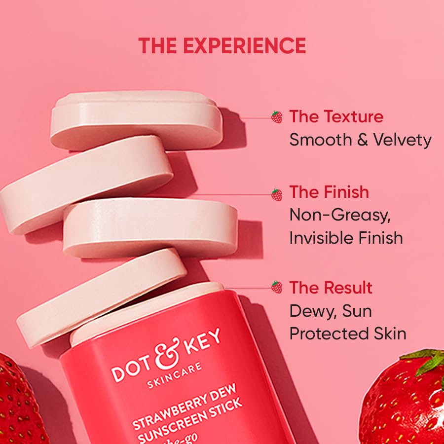 DOT & KEY Strawberry Dew Spf 50 Sunscreen Stick On-The-Go Spf 50 Pa+++, Broad Spectrum, Uva/Uvb Rays Protection With Hyaluronic & Ceramide For... - Image 6