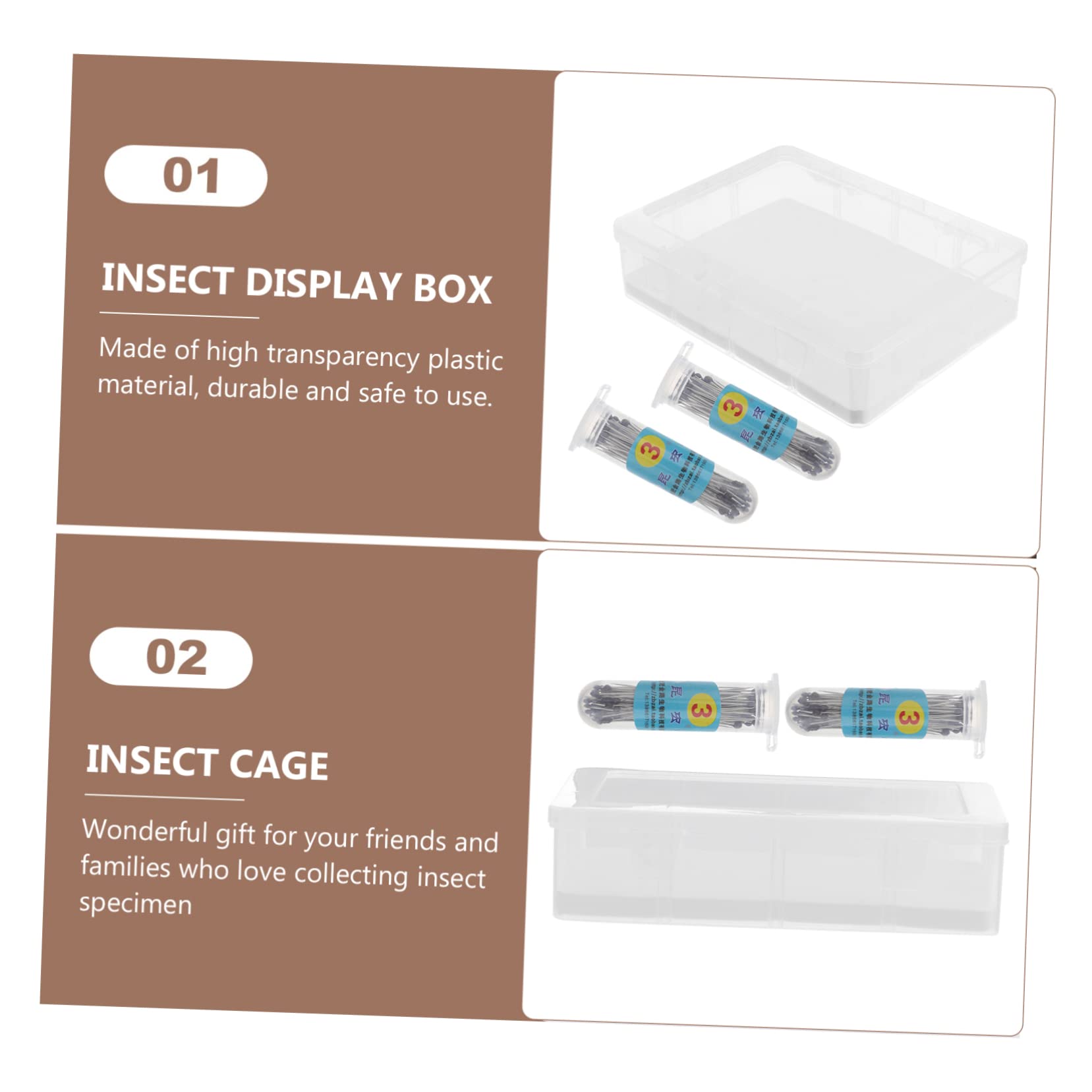 Ciieeo Insect Display Case Large Specimen Box Shadow Box Slot Pinning Kit and Needle