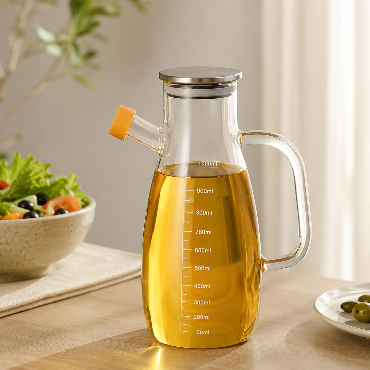 Femora Oil Dispenser | Glass Oil Bottle | 1 Year Warranty | Cooking Oil Dispenser 1000ml Pack of 1 Oil Bottle-image-24