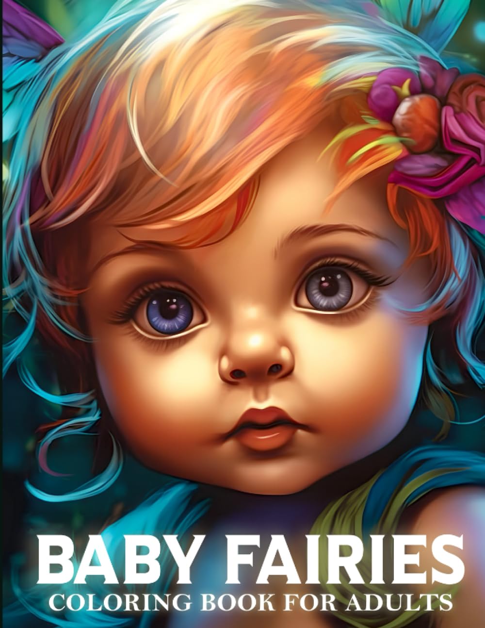 Baby Fairies Coloring Book for Adults: Fantasy Adult Coloring Pages with Cute Grayscale Portraits for Relaxation and Stress Relief