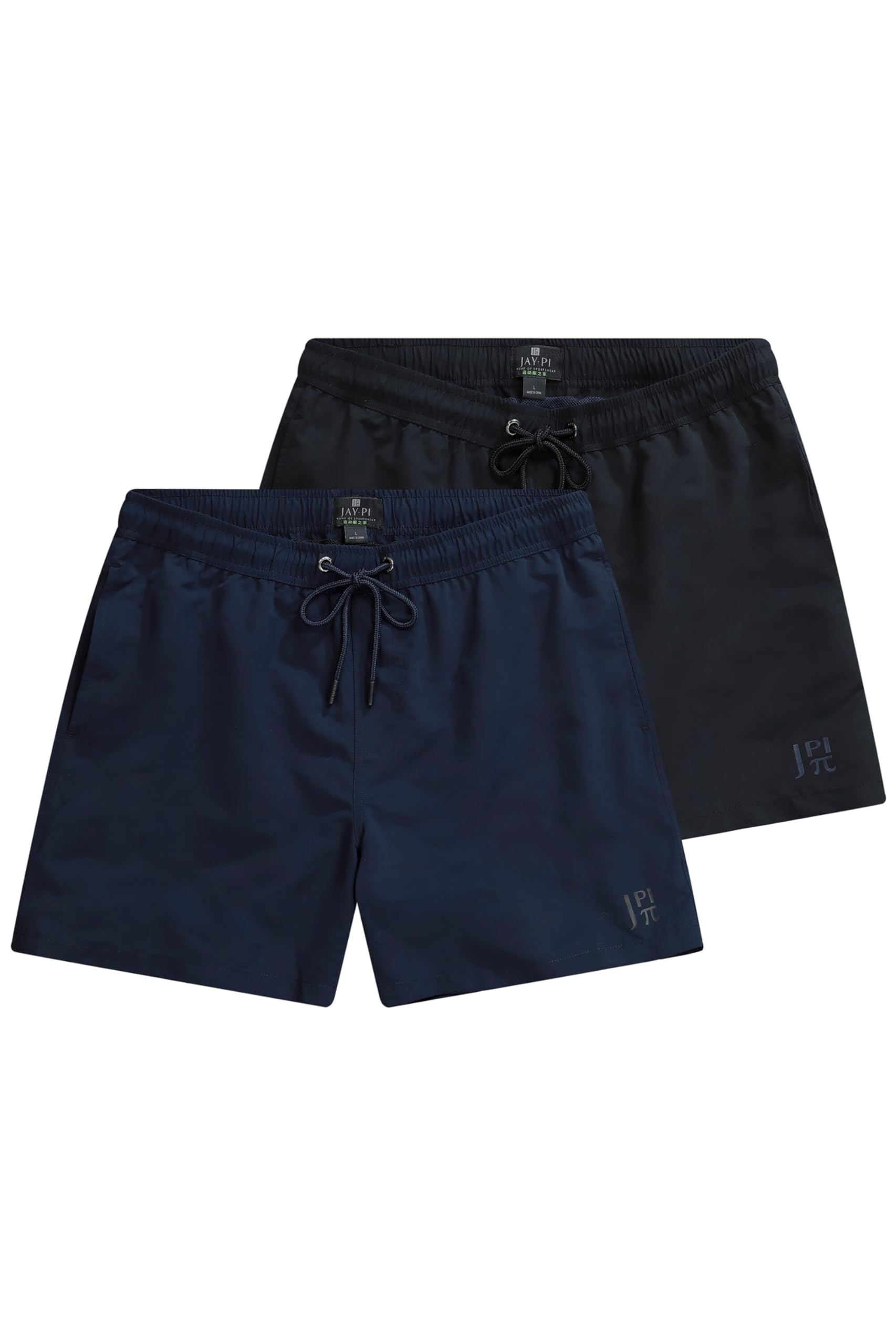 JP 1880 Men's Jay-pi Beachwear 2-Pack Elastic Waistband Swimming Shorts Trunks, Black, 7XL