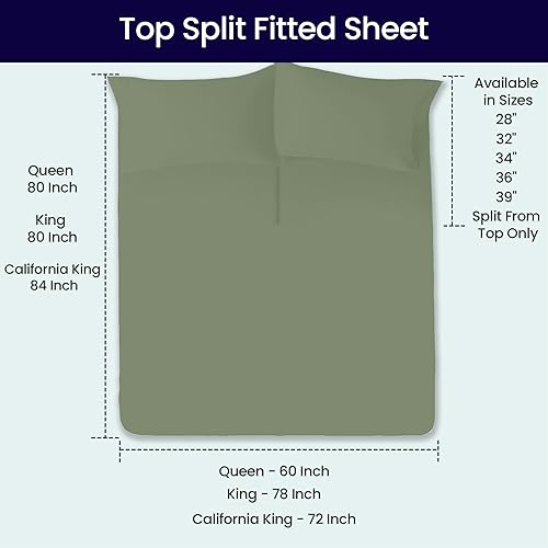 Miniatura 5 de SGI Bedding Sábana bajera ajustable de algodón egipcio de 1000 hilos, tamaño King, solo para cama ajustable, juego de sábanas King divididas de 32