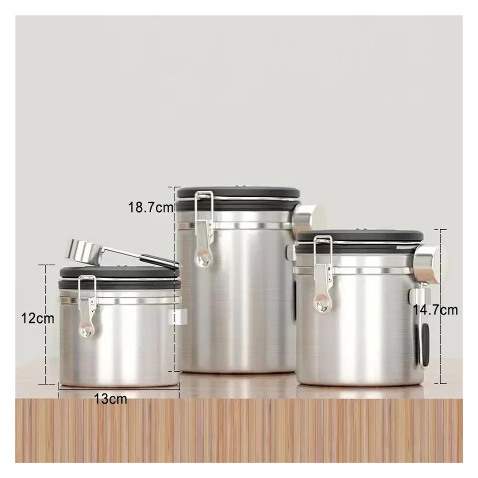 Große Kapazität Kaffeebohnen Vakuum Lagerung Edelstahl Luftdichten Behälter Getreide Tee Nuss Lagerung Jar für Kaffeebohnen, Zucker(Silver-1200ML)
