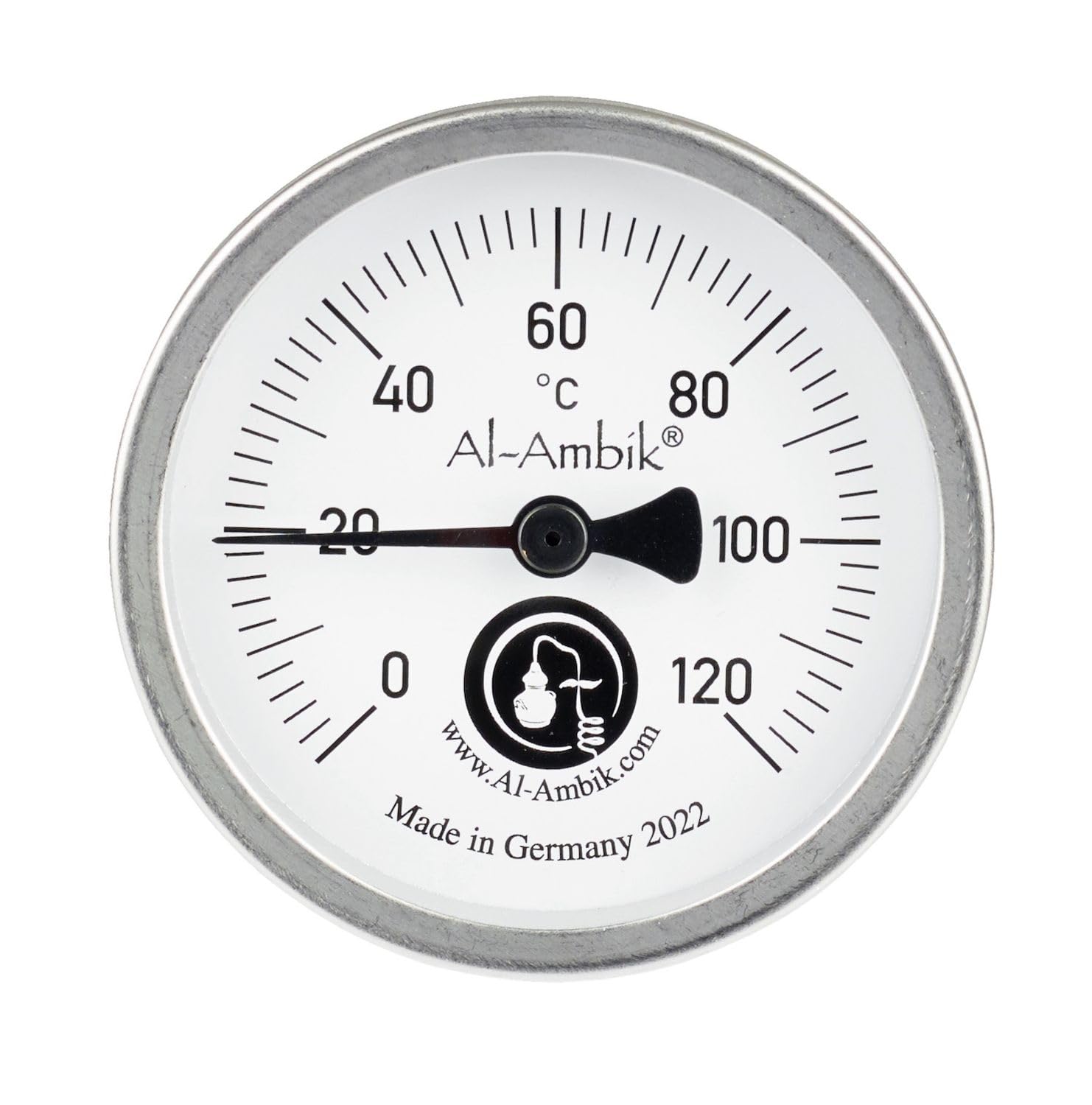 AL-AMBIK Destillierthermometer Ø4 cm, 0–120 °C, Klasse 1 – Destillation bis 30 L