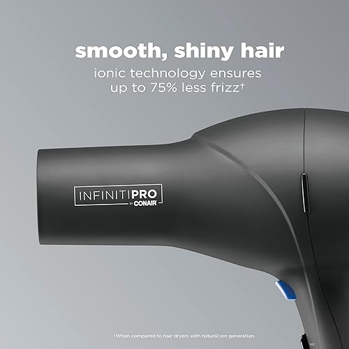 Miniatura 3 de INFINITIPRO by Conair - Secador de pelo, 1875 W, motor de CA de alto rendimiento, secador de pelo Conair Blow Dryer, gris con cepillo de soplado