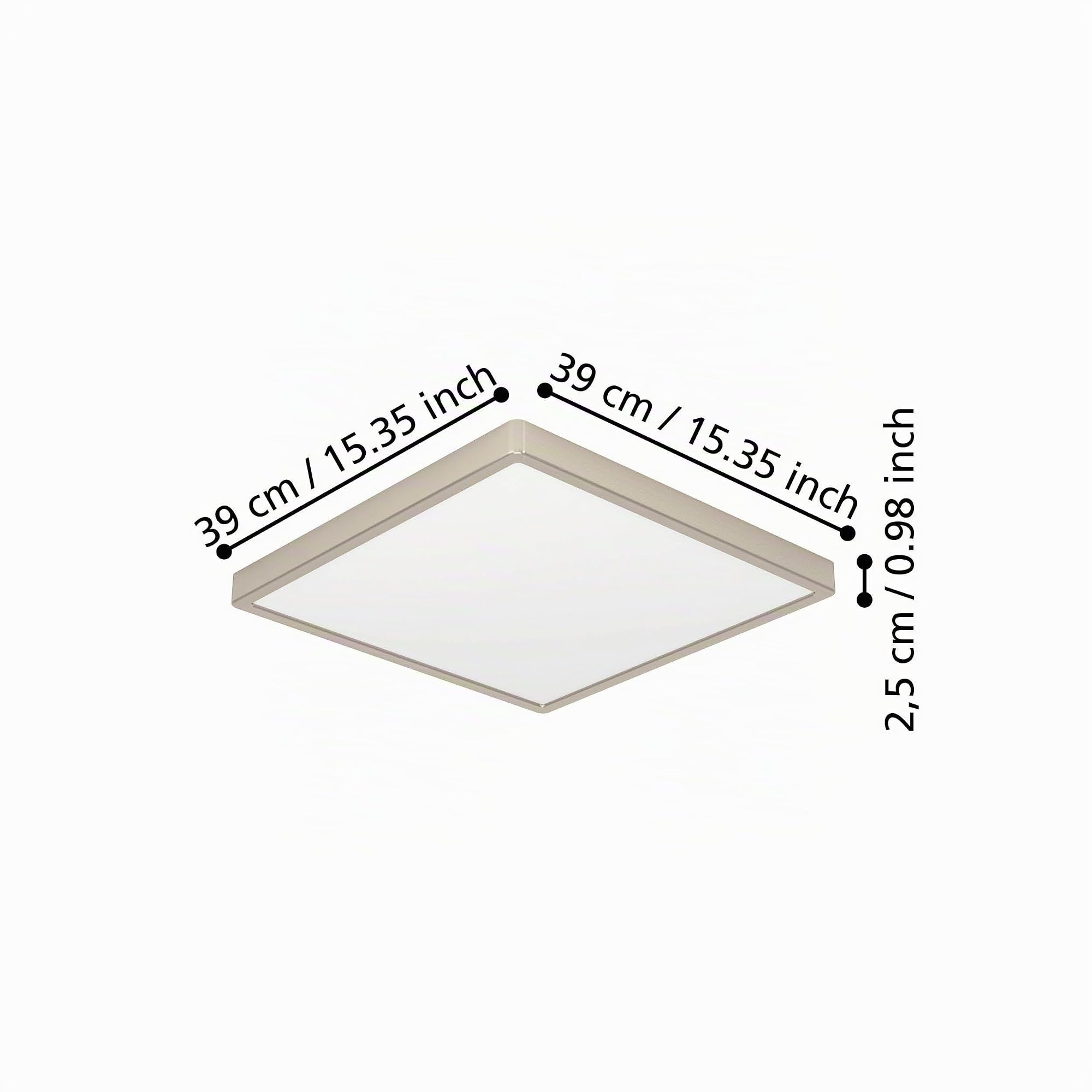 Eglo Fueva 6 Plafoniera a LED, quadrata, lampada da soffitto in metallo | colore argento e plastica bianca, luce bianca calda e fredda, 39 x 39 cm
