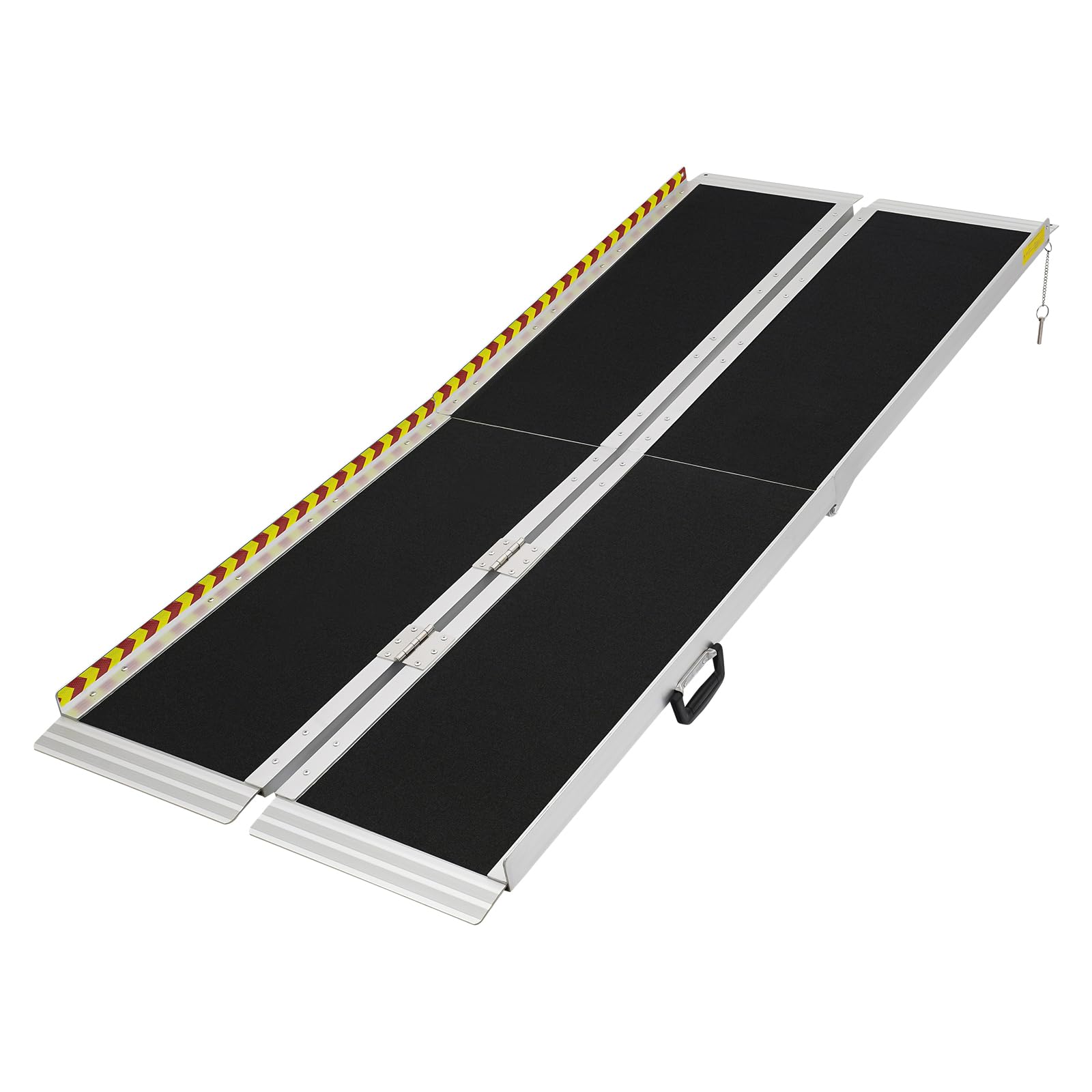 Składana rampa do wózka inwalidzkiego z aluminium, udźwig 272 kg, szerokość 72 cm, antypoślizgowa, do wózków inwalidzkich, skuterów i wózków dziecięcych, czterokrotnie składana, z uchwytem do noszenia