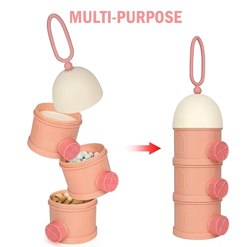 Miniatura 3 de Accmor Dispensador de fórmula para bebés sobre la marcha, 3 capas apilables, antiderrames, para almacenamiento de aperitivos, leche en polvo,