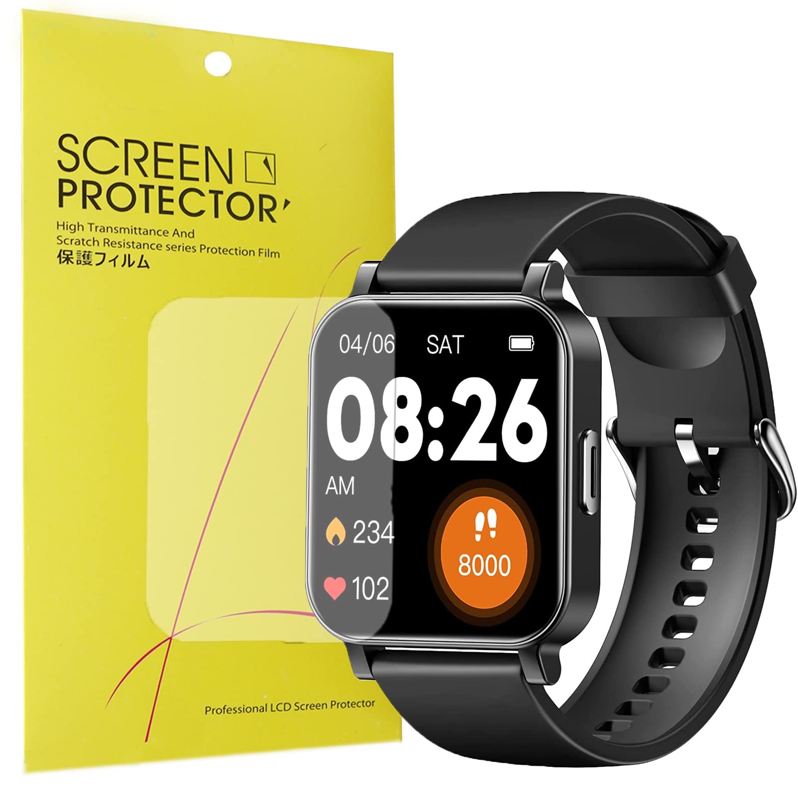 Compatible for Tykoit Smartwatch Screen Protector, onetuo [6 Pack] Full Coverage TPU Clear Film Compatible for Tykoit Smartwatch 1.4''/Oraimo Smart Watch Tempo S2 1.4''/Eurans Smart Watch (6 pack)