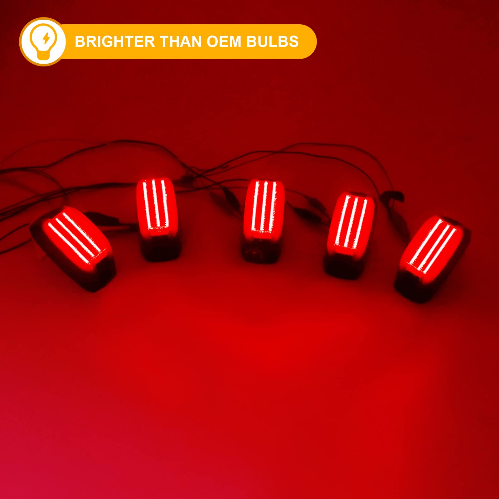 R&F Auto 5PCS LED Rear Roof Cab Lights Replacement for RAM Promaster Vans 1500 2500 3500 2014-2022 Rear Roof Mounted Cab Light Lamp Reflective Lights Assembly Smoked Lens