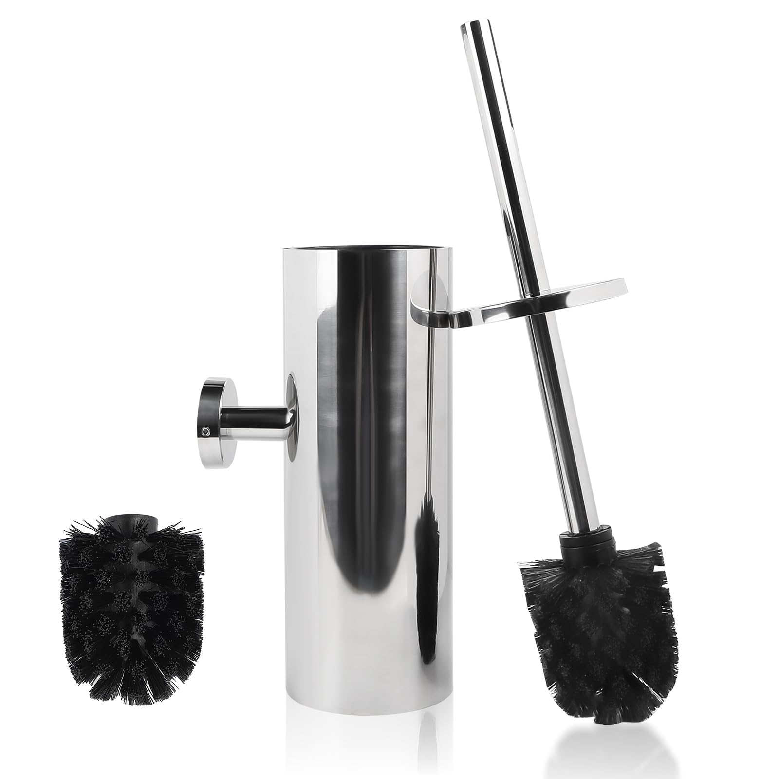 Decopatent® Toiletborstel Met Houder - Rvs Metaal - WC Borstel Met Ronde Houder Staande Toiletborstelhouder Vrijstaand