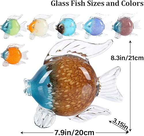 Miniatura 2 de QIANLING Figuras de peces de cristal, decoración costera del hogar, centros de mesa modernos del océano para sala de estar, comedor, baño, oficina,