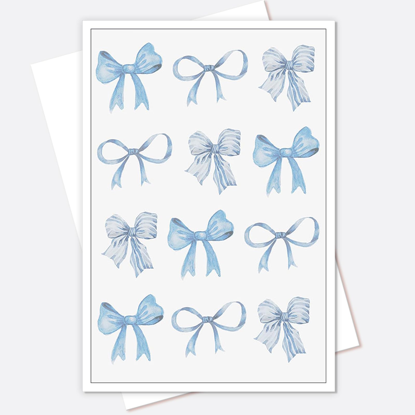Oulores Preppy Blue Bow Canvas Wall Art Blue Girly Rows of Bows Girly Poster Watercolor Light Blue Bow Prints Painting Room Aesthetic Wall Decor for Living Room Room 16x24in Unframed