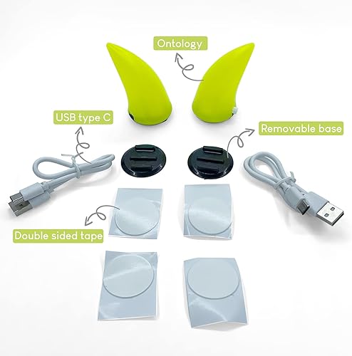 Miniatura 4 de 2 piezas de cuernos de diablo LED USB recargables, para pegar en cuernos de casco de motocicleta, decoraciones de Halloween para coche, bicicleta,