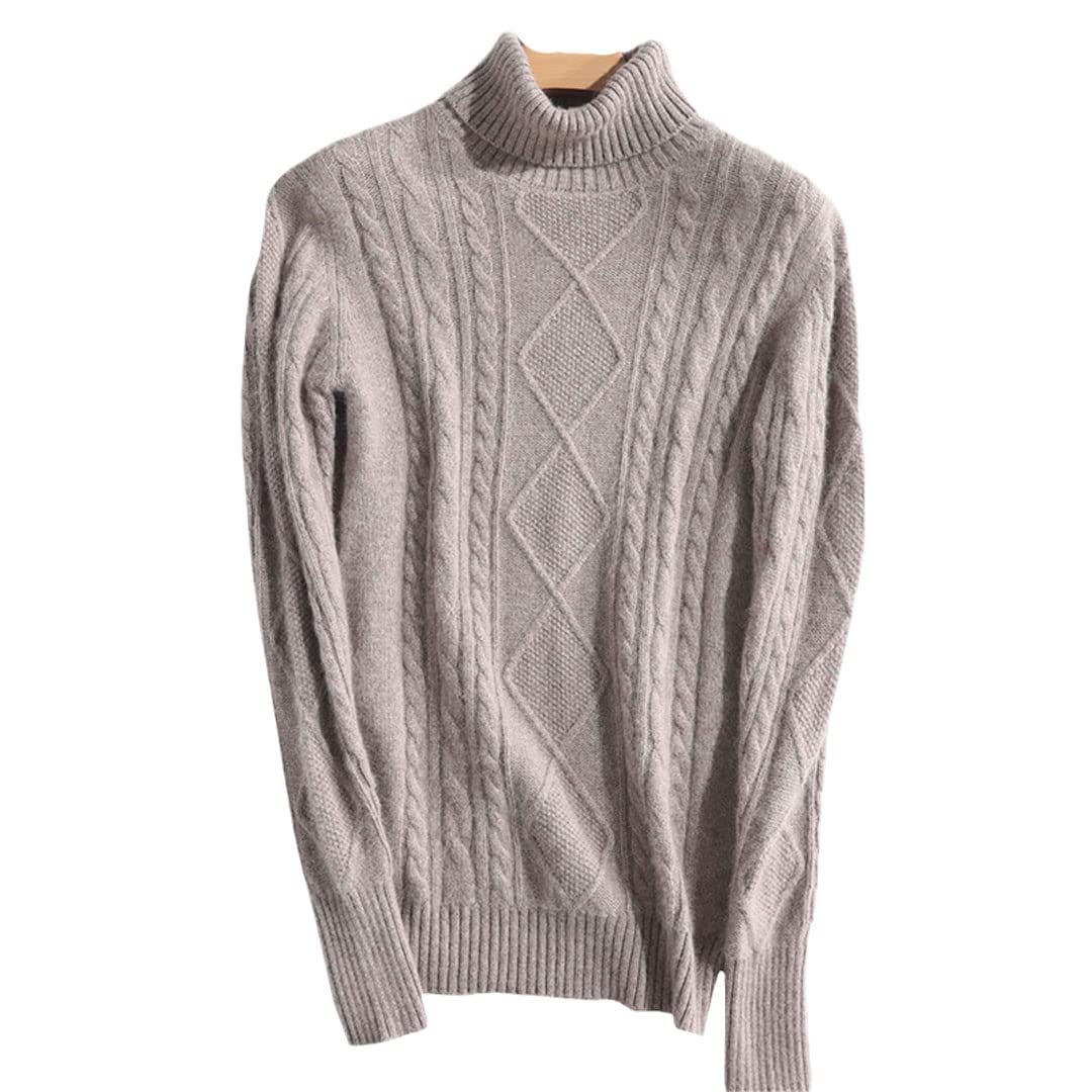 Disimlarl Maglione da donna in cashmere in lana merino calda autunno inverno maglione, Marrone chiaro, M
