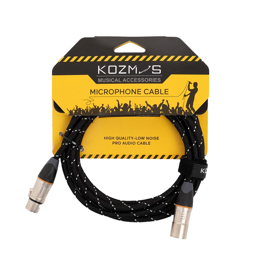 KOZMOS KCL-024-3M Siyah Örgülü XLR-XLR Mikrofon Kablosu (Gri Uçlu)