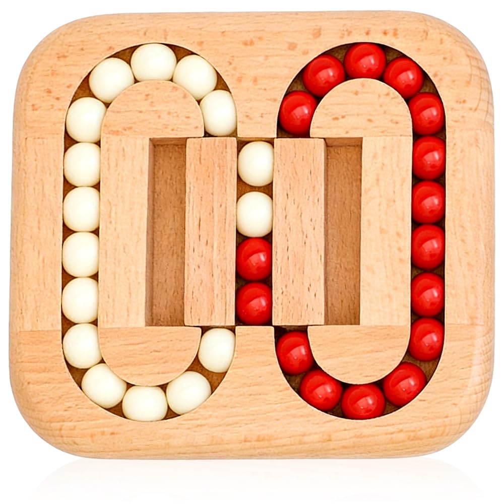 Hatfryf Unisex White Magic Bean Rotating Cube, Wooden Rotating Bean Puzzle Creative Finger Jigsaw Puzzle Toy Handheld Spinner Fidget Toy Wooden Mind Challenge Puzzle For Adults