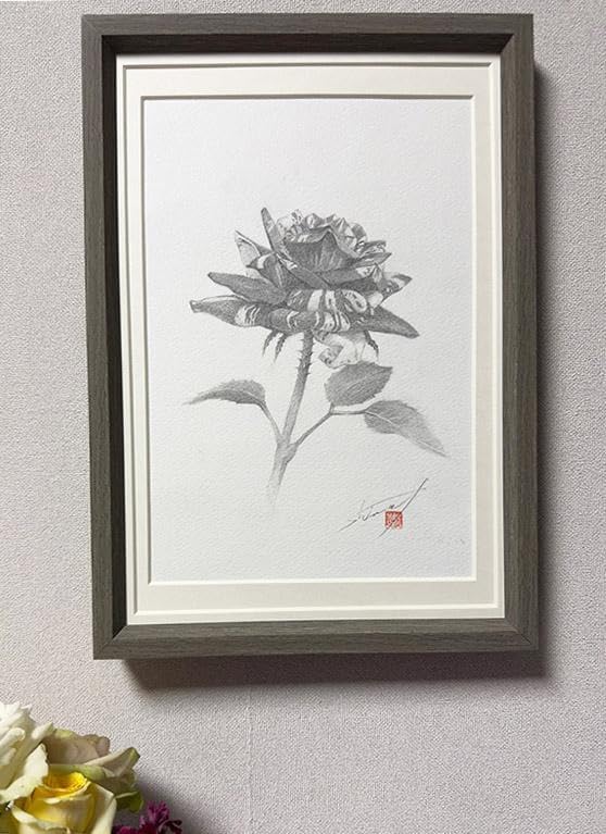 鉛筆アート「マーブル・ローズ」1点物、真筆 KOH-I-NOOR／マーブル色鉛筆 | POLKA 絵画