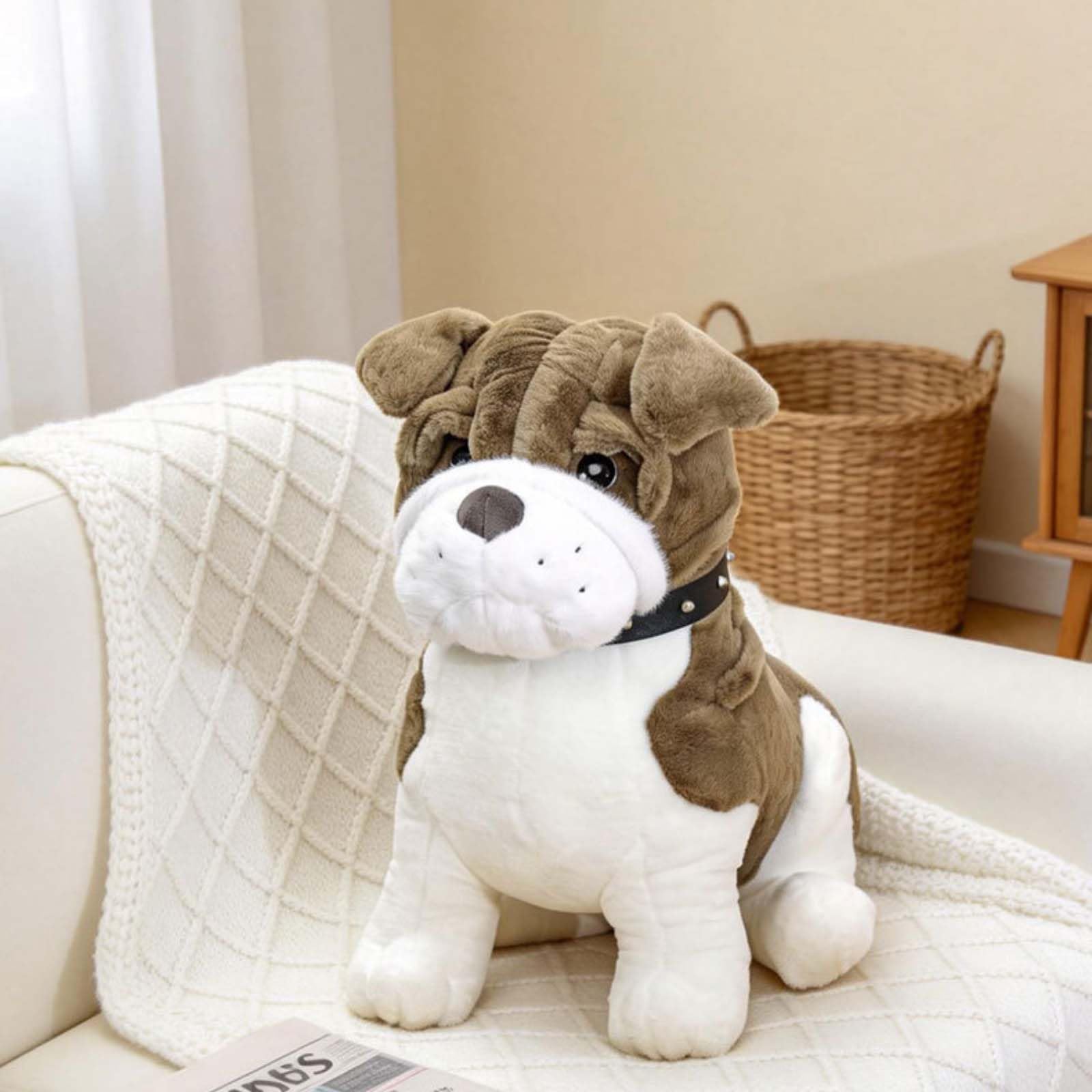 Kuscheltier Hund, Shar Pei Hund, Lebensecht Plüschtier, Superweiches Kuscheltier, Weich & Flauschig Spielzeug, Geschenk für Kinder & Erwachsene (55 cm,Grau)