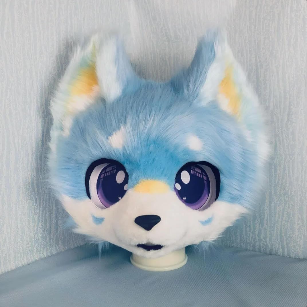 Zestaw maski na głowę Husky Fursuit i pluszowych rękawiczek, zwierzęce przebranie na karnawał na Halloween Comic Con