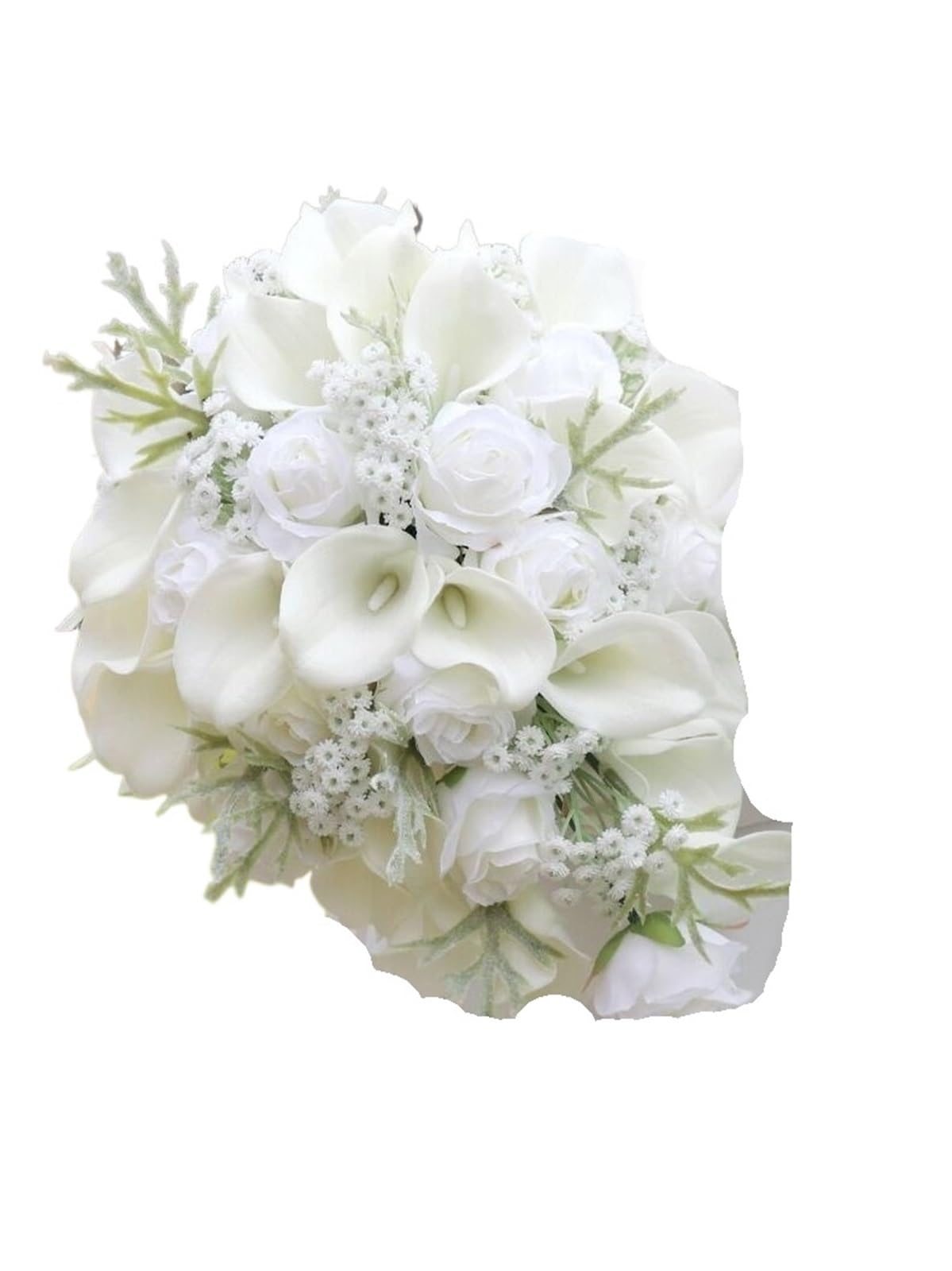NDLHXKFRP Wedding bouquets for brides and bridesmaids, Wedding Bouquet Waterfall Artificial Flowers White Pearl Bride(Style 2)
