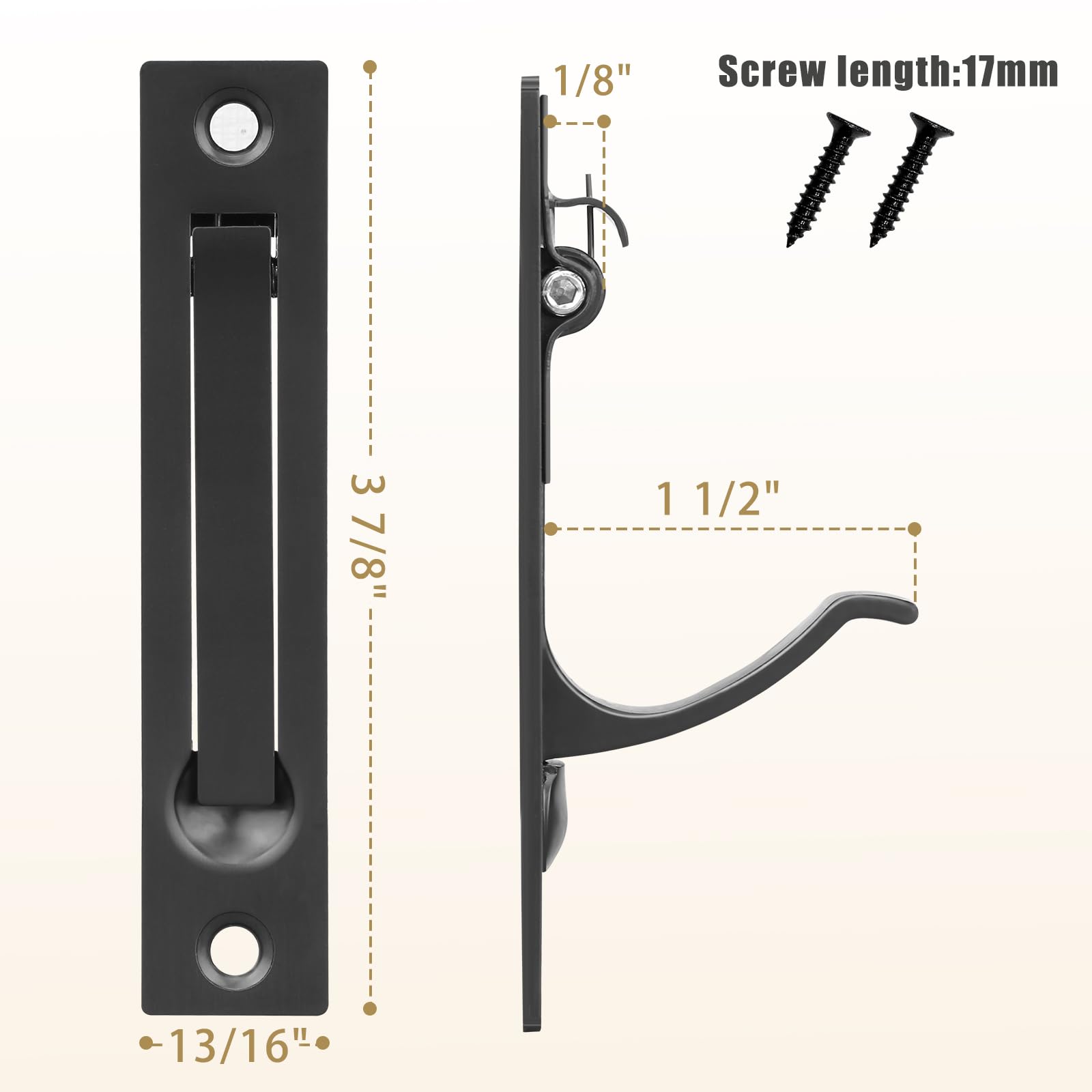 HBL' Pocket Door Hardware Set – 2 Recessed Flush Finger Pulls & 1 Edge Pull, Made of 304 Stainless Steel, Template Included, Black. — Amazon image 6