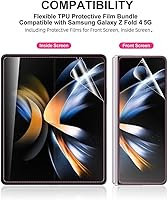 Vista 3 de Protector de pantalla de hidrogel compatible con Samsung Galaxy Z Fold 4, película de TPU flexible ultrafina para Galaxy Z Fold4 [no de vidrio]