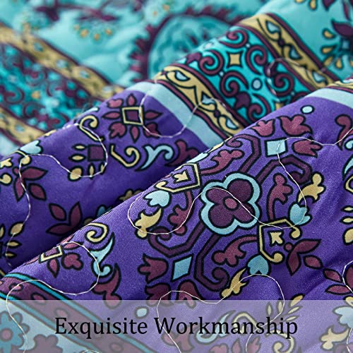 Wongs Bedding Boho Quilt King Size, Purple Bohemian King Quilt, Lightweight Microfiber Bed Decor Bedspread For All Season 103"X90"(3 Pieces) #TOP6