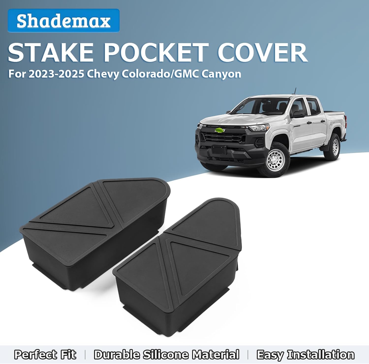 Shademax Upgraded Silicone Stake Pocket Covers Fit for 2023 2024 2025 2026 GMC Canyon/Chevy Colorado Accessories Truck Rear Holes Caps Colorado Bed Rail Hole Plugs Stake Pocket Caps Cover (Set of 2)