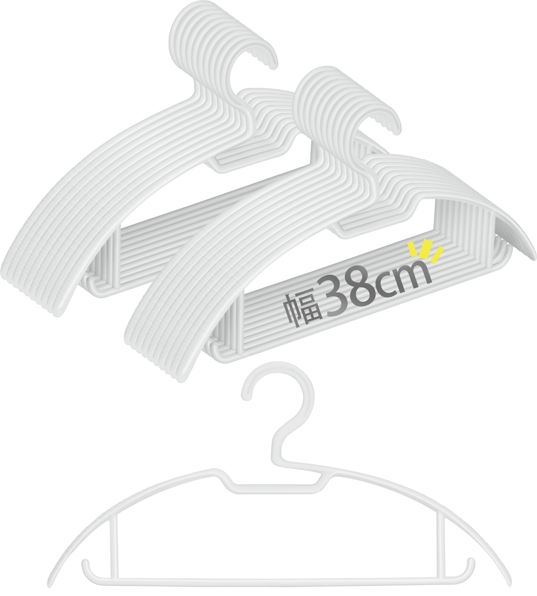 【幅38で女性にピッタリ×サヨナラ型崩れ】 ハンガー 20本組 チチロバ(TITIROBA) かたくずれ防止 襟が伸びない 跡がつかない 女性 レディース 軽量 プラスチック グレー 幅38cm