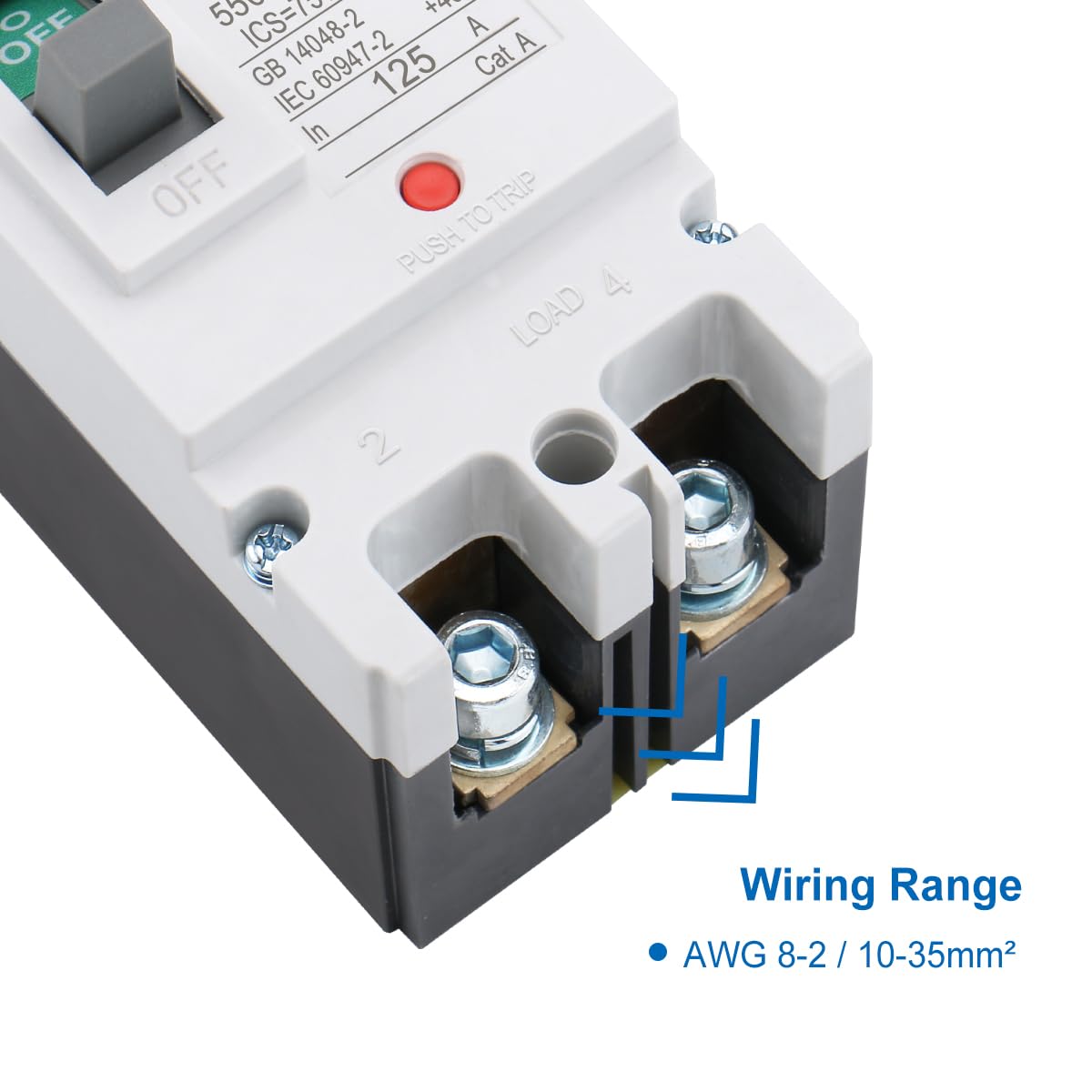 Baomain 125A DC Circuit Breaker 2 Pole 550V, Moulded Case Battery Disconnect Switch for Off-Grid Solar System, Marine Boat Trolling Motor, RV ATV Trailer BMM1PV-125 (125 Amp)