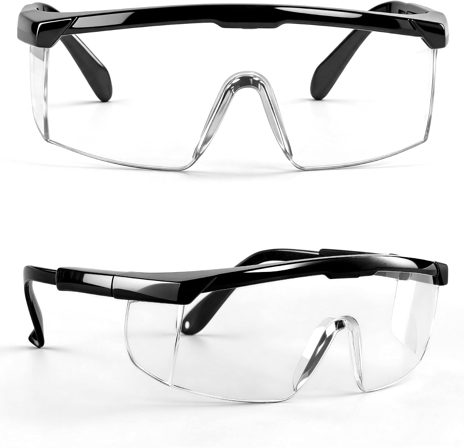 antools 2 Pack ANSI Z87+ Safety Glasses, Anti-Fog, Scratch-Resistant, Adjustable Temples, Clear Protective Eyewear, Lab Goggles