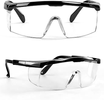 antools 2 Pack ANSI Z87+ Safety Glasses, Anti-Fog, Scratch-Resistant, Adjustable Temples, Clear Protective Eyewear, Lab Goggles