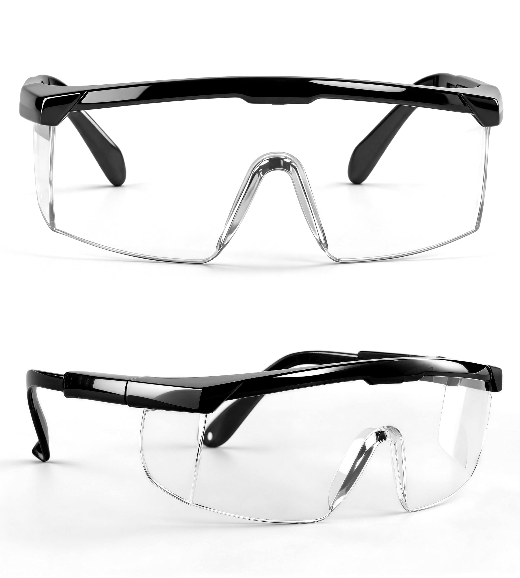 AnTools 2-pak okularów ochronnych ANSI Z87+, przeciwmgielne, odporne na zarysowania, regulowane zauszniki, przezroczyste okulary ochronne, okulary laboratoryjne