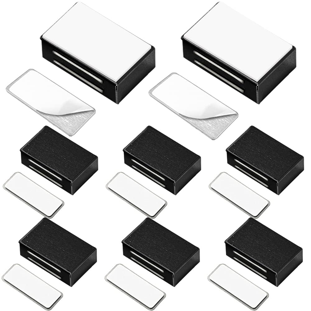 KASTWAVE Cabinet Magnetic Catch Adhesive, 8 Pack Magnetic Door Catch Strong Cabinet Door Magnet Latch Kitchen Magnetic Latch for Cupboard Magnetic Closure Closet Door Closing for Drawer Black