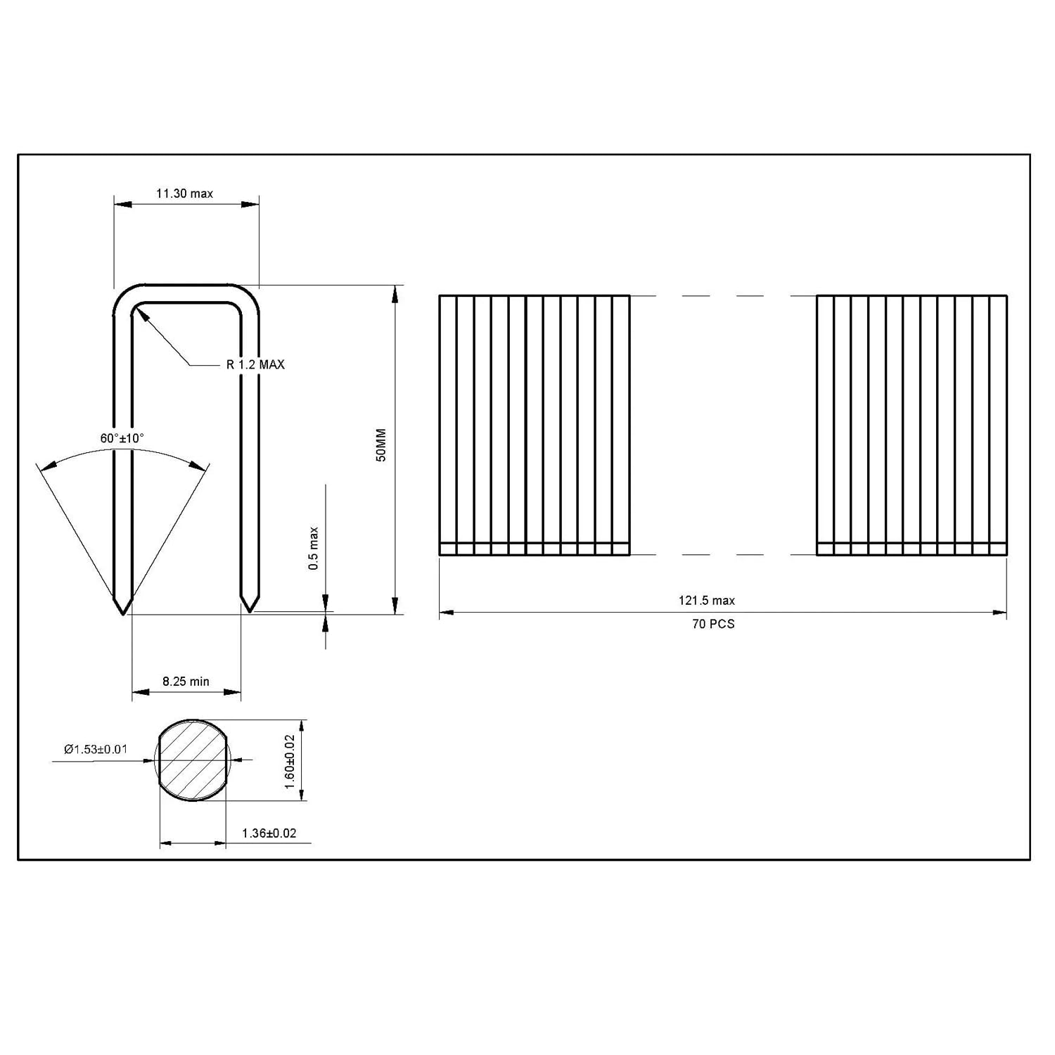 KG700 Agrafes Lourdes - Longueur 50mm, 10.000 piéces, Prebena Z, Galvanisee, pour la menuiserie, le revêtement de façades et l'industrie du meuble