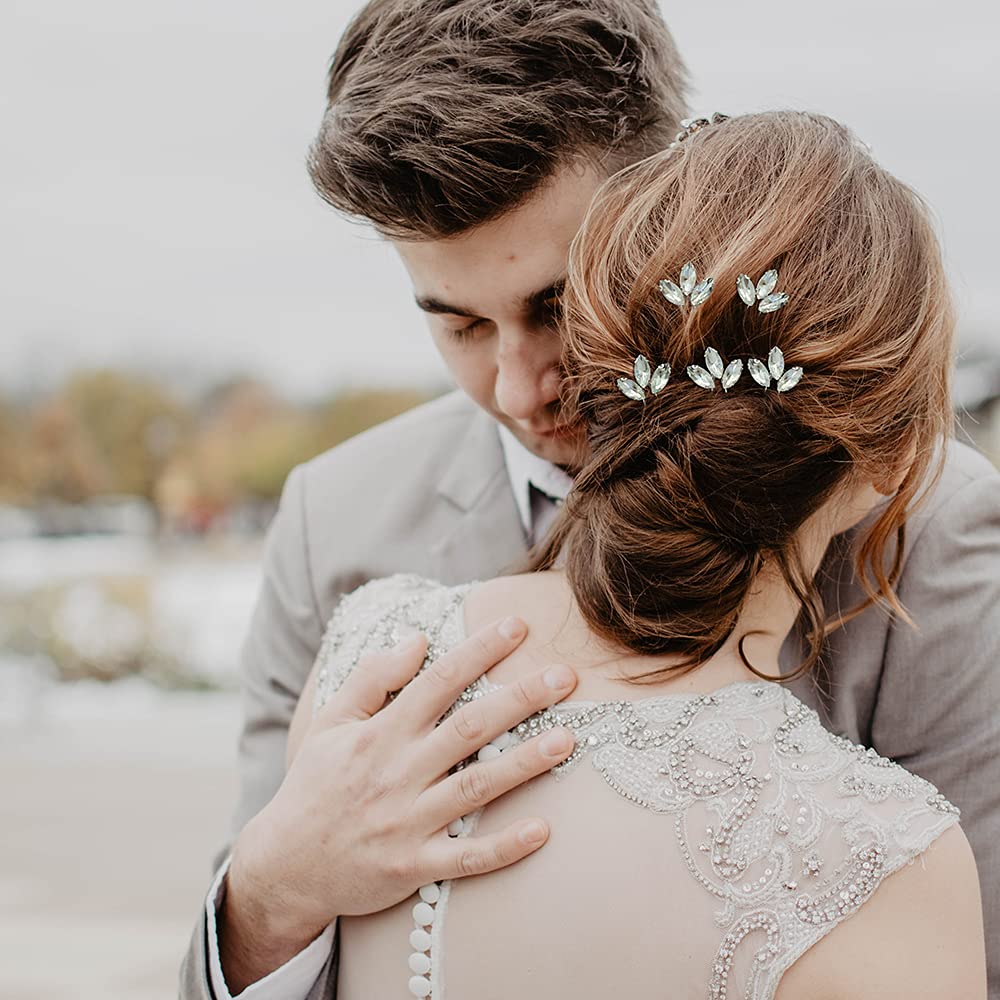 Wedding Hair Pins for Bride, 5PCS Wedding Hair Pins Silvers with Rhinestone Hair Accessories for Wedding (Silver Clear) : Beauty & Personal Care