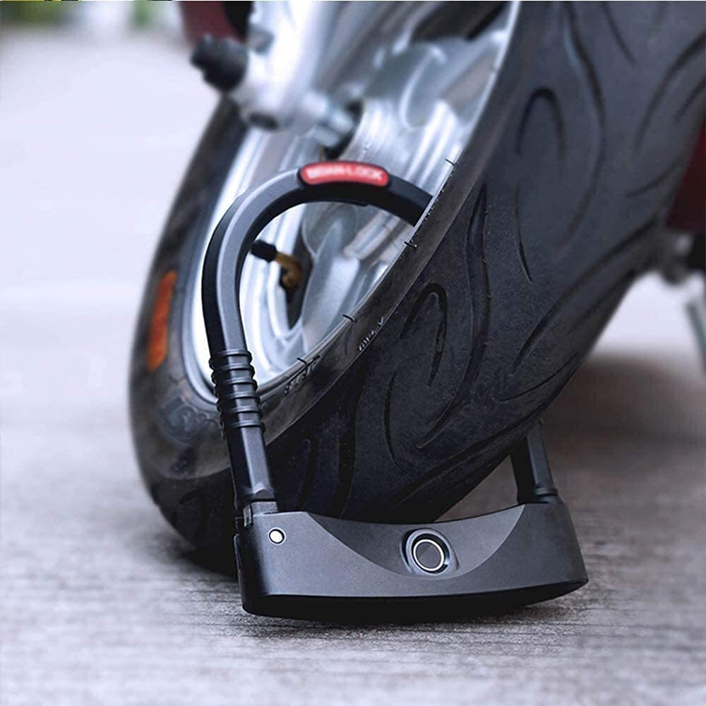 Candado de Bicicleta Bloqueo de Huellas Dactilares Carga USB Impermeable IP67 100 Huellas Dactilares Tiempo de Desbloqueo 0.5s Seguridad para Bicicletas al Aire Libre (Negro, Talla L)