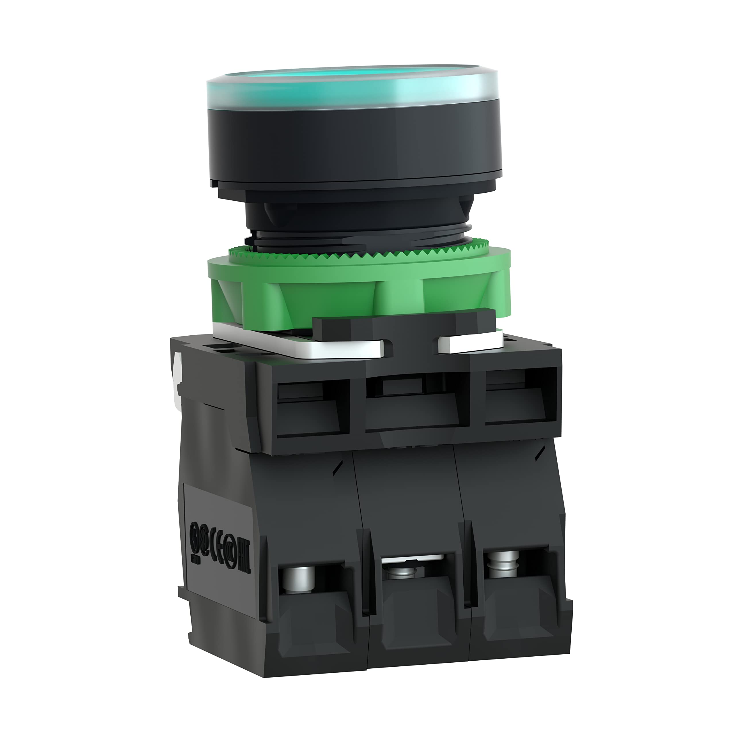 Schneider Electric XB5AW33M5 Pulsador Iluminado Diámetro 22, Retorno Resorte Nivelado, 240 V, 1 NA + 1 NC, Verde