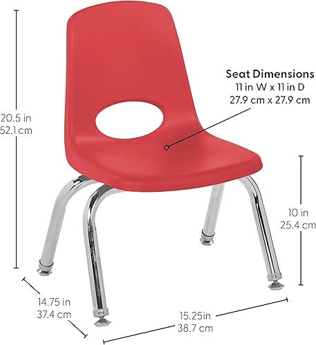 Miniatura 627 de Factory Direct Partners 10355-BL Silla escolar apilable de 10 pulgadas, asiento apilable para estudiantes con patas de acero cromado y rodamientos