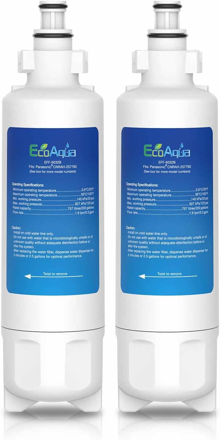 EFF-6032B Ice & Water Refrigerator Filter to fit Panasonic NR-BG53V2, NR-BG53VW2, NR-B53V1, NR-B53V1-WB, NR-B53V1-X1D, NR-B53V1-XB, NR-B53V2, NR-B53V2-XE, NR-B53V2-XF, NR-B53VW1-WB (2)